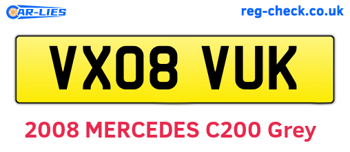 VX08VUK are the vehicle registration plates.