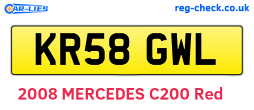 KR58GWL are the vehicle registration plates.