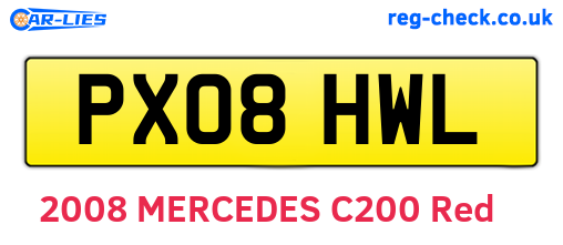 PX08HWL are the vehicle registration plates.