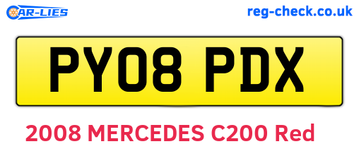PY08PDX are the vehicle registration plates.