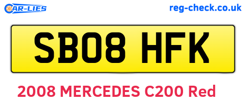 SB08HFK are the vehicle registration plates.