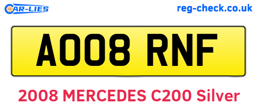 AO08RNF are the vehicle registration plates.