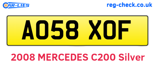 AO58XOF are the vehicle registration plates.