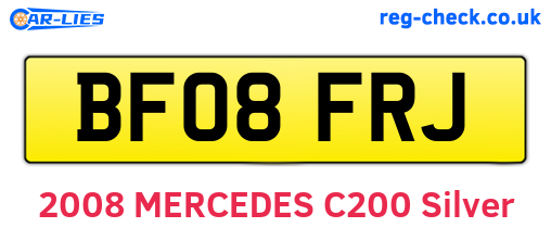BF08FRJ are the vehicle registration plates.