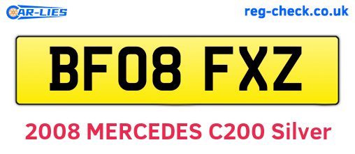 BF08FXZ are the vehicle registration plates.