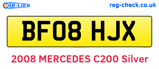 BF08HJX are the vehicle registration plates.