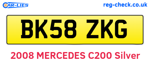 BK58ZKG are the vehicle registration plates.