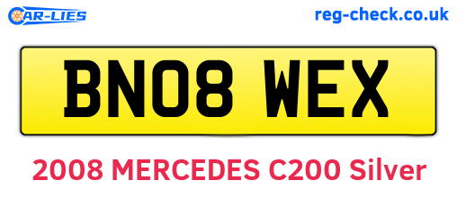 BN08WEX are the vehicle registration plates.