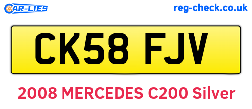 CK58FJV are the vehicle registration plates.