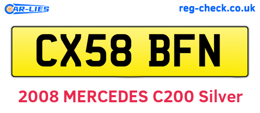 CX58BFN are the vehicle registration plates.