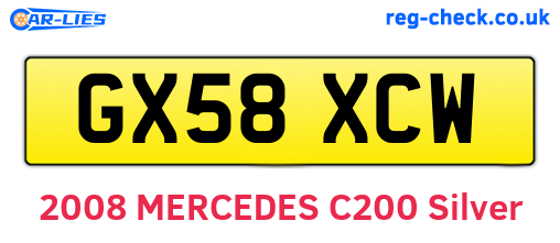 GX58XCW are the vehicle registration plates.