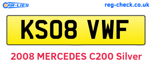 KS08VWF are the vehicle registration plates.