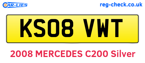 KS08VWT are the vehicle registration plates.