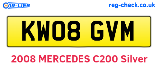 KW08GVM are the vehicle registration plates.