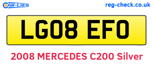 LG08EFO are the vehicle registration plates.