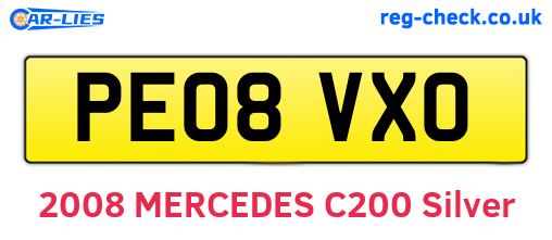PE08VXO are the vehicle registration plates.