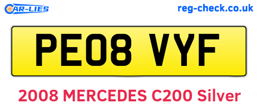 PE08VYF are the vehicle registration plates.