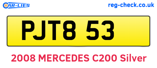 PJT853 are the vehicle registration plates.