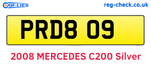 PRD809 are the vehicle registration plates.