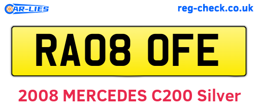 RA08OFE are the vehicle registration plates.
