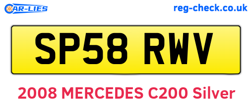 SP58RWV are the vehicle registration plates.