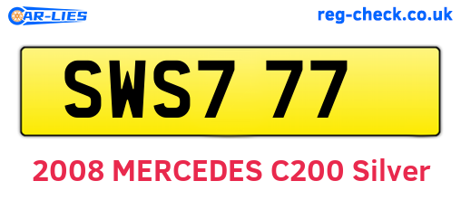 SWS777 are the vehicle registration plates.