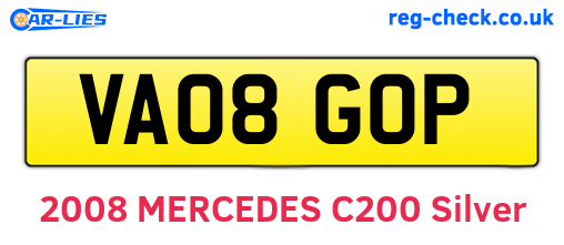 VA08GOP are the vehicle registration plates.