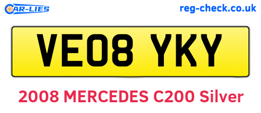 VE08YKY are the vehicle registration plates.