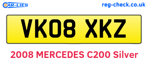 VK08XKZ are the vehicle registration plates.