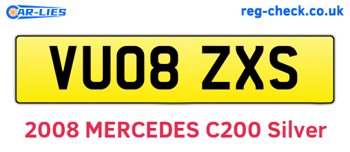 VU08ZXS are the vehicle registration plates.