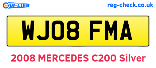 WJ08FMA are the vehicle registration plates.