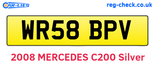 WR58BPV are the vehicle registration plates.