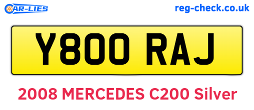 Y800RAJ are the vehicle registration plates.