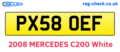 PX58OEF are the vehicle registration plates.