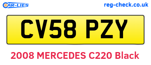 CV58PZY are the vehicle registration plates.