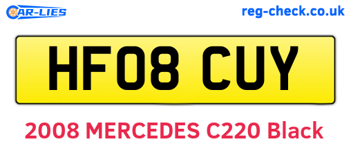 HF08CUY are the vehicle registration plates.