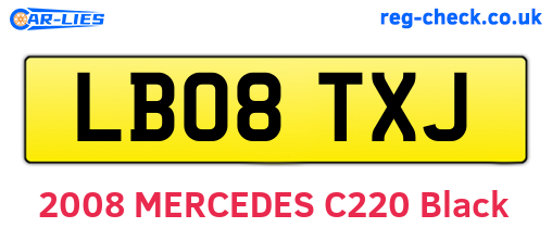 LB08TXJ are the vehicle registration plates.