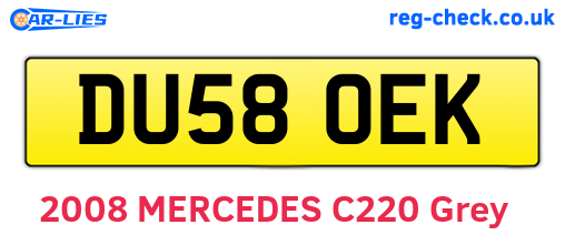 DU58OEK are the vehicle registration plates.