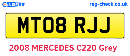 MT08RJJ are the vehicle registration plates.