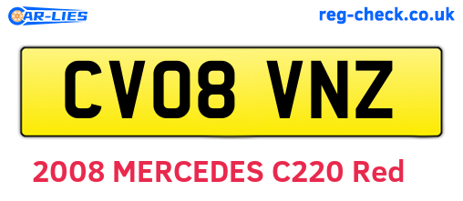 CV08VNZ are the vehicle registration plates.