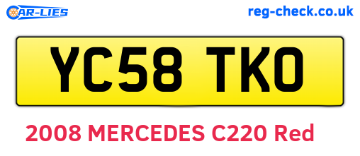 YC58TKO are the vehicle registration plates.