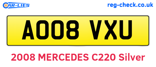 AO08VXU are the vehicle registration plates.