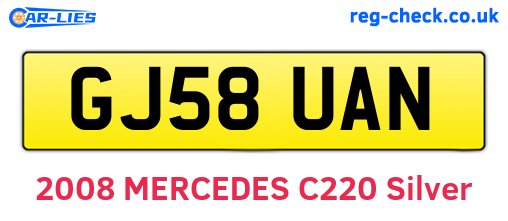 GJ58UAN are the vehicle registration plates.