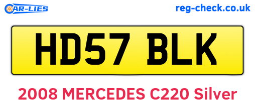 HD57BLK are the vehicle registration plates.