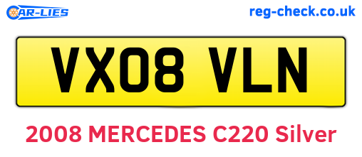 VX08VLN are the vehicle registration plates.