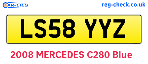 LS58YYZ are the vehicle registration plates.