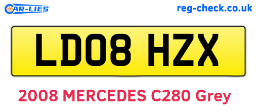 LD08HZX are the vehicle registration plates.