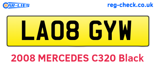 LA08GYW are the vehicle registration plates.