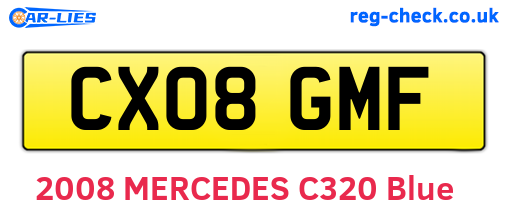 CX08GMF are the vehicle registration plates.