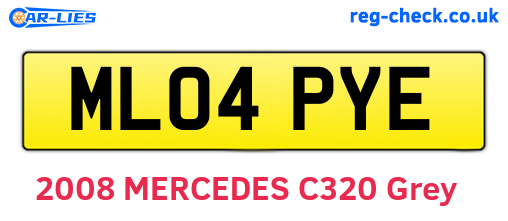 ML04PYE are the vehicle registration plates.